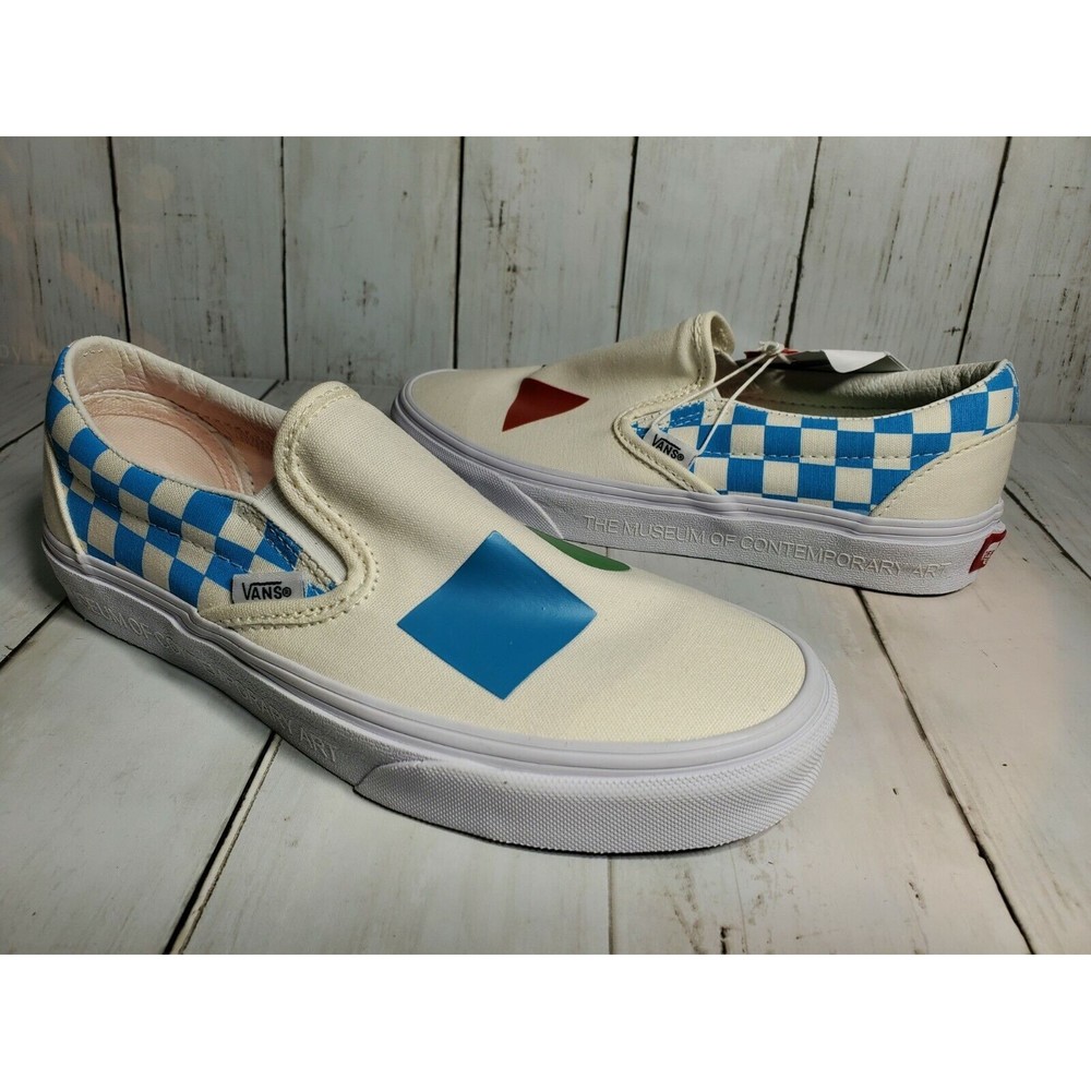 New Vans X MOCA Classic Slip On WMNS Sz 6.5 (Men 5) White Sneakers Canvas